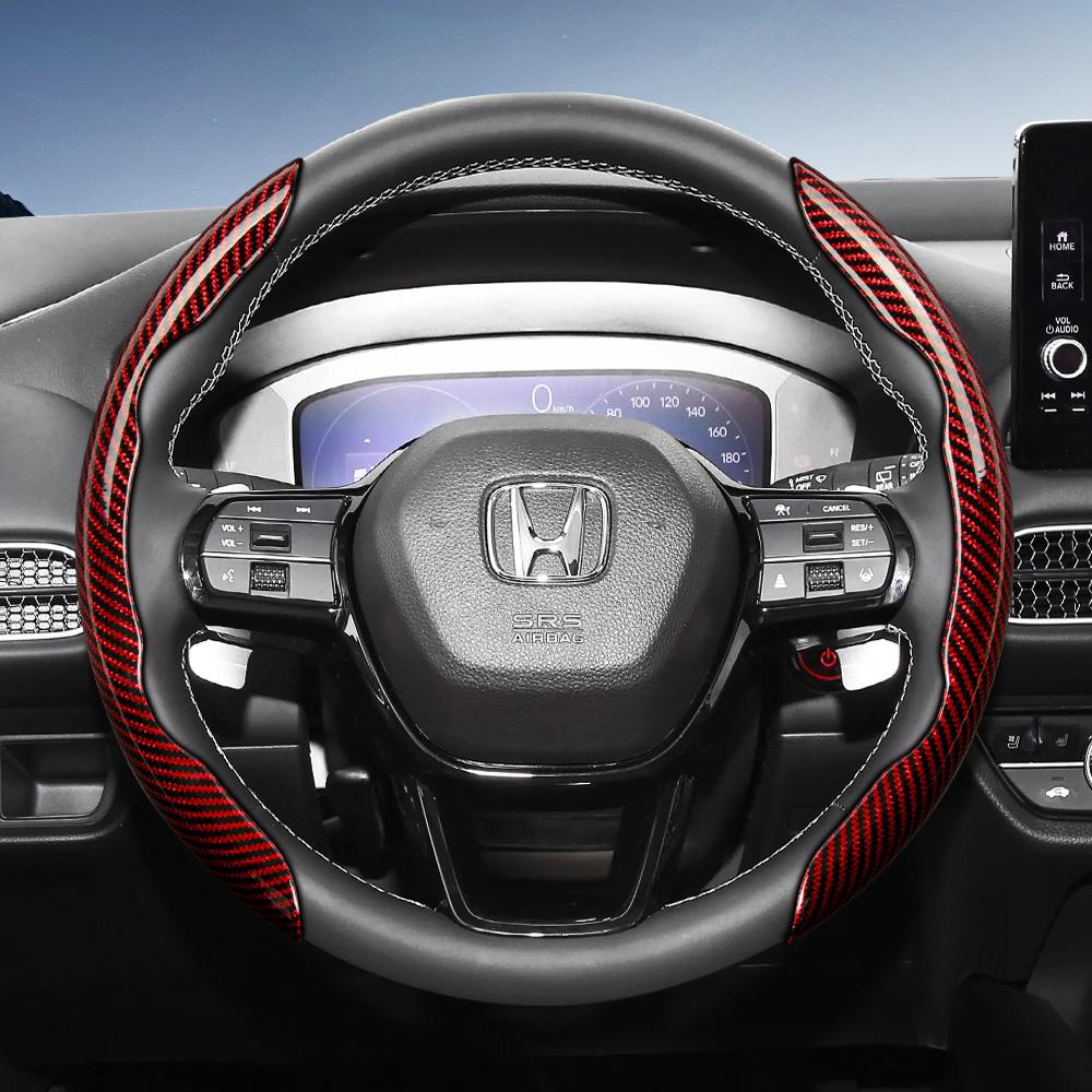 Suitable for Honda Carbon Fiber Texture Steering Wheel Cover with Segmented Quick-Release Design, Durable, for Cr-V Civic Hr-V Zr-V Vezel City Amaze