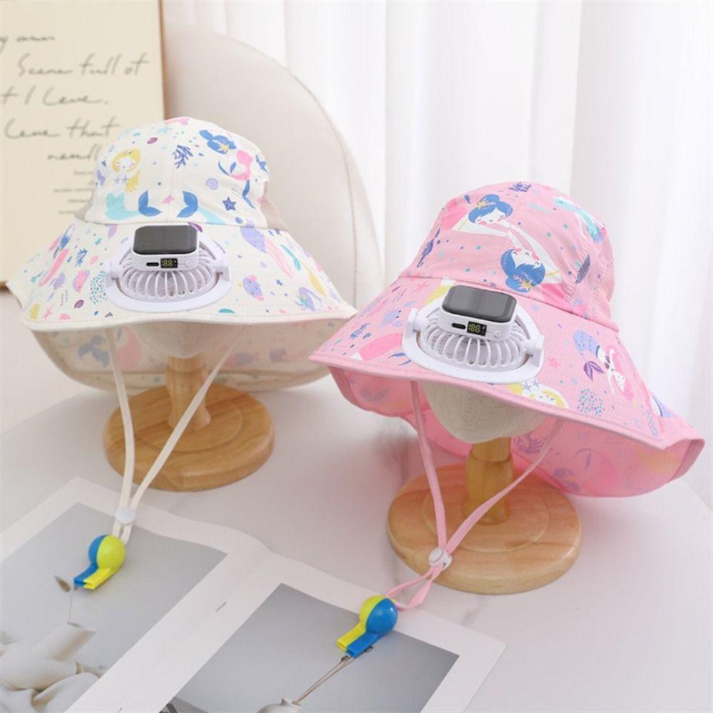 USB Charging Children Solar Fan Hat Anti-UV Sun Hat New Bucket Hat  Summer