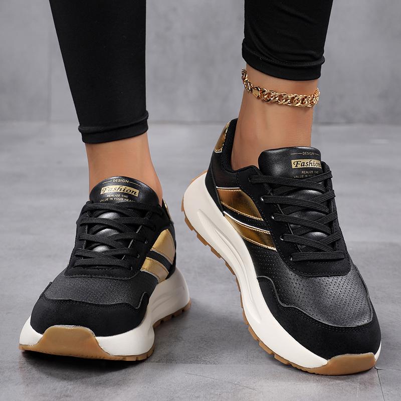 Spring Thick Bottom Women's Shoes Summer Casual Patchwork Leather Sneakers Casual Vulcanised Shoes Ladies Running Shoes