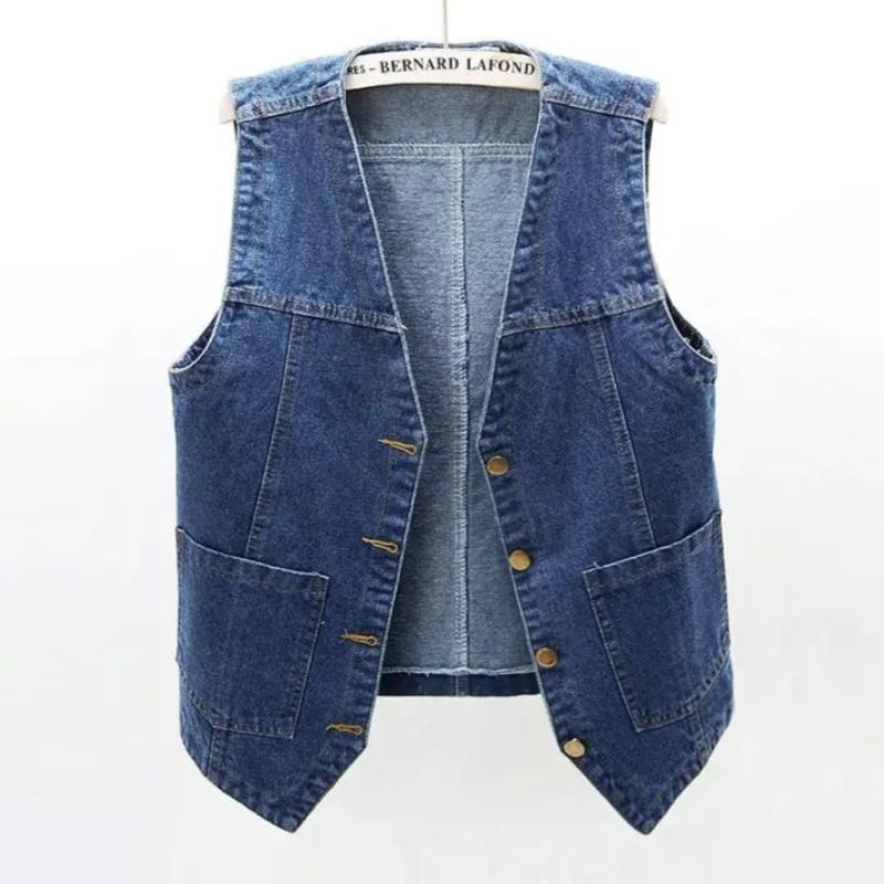 Giacca Gilet Primavera Estate Gilet di Jeans Cappotto Corto Senza Maniche Largo da Donna Gilet Chaleco Mujer