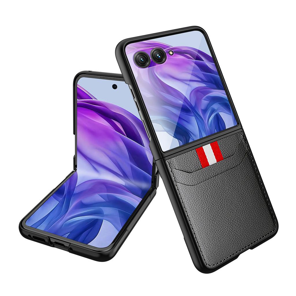 For Motorola Razr 60 Ultra 5G Case Litchi Texture PU+PC Phone Cover with Screen/Lens Film