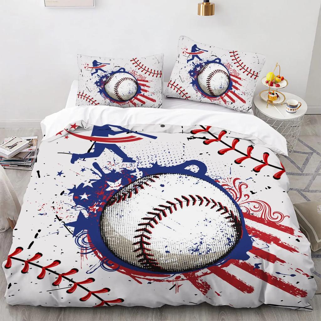 Baseball Duvet Cover Set Queen Size for Teen Boy Room DecorFire and Ice Sport Baseball Comforter Cover Sports Theme Bedding Set