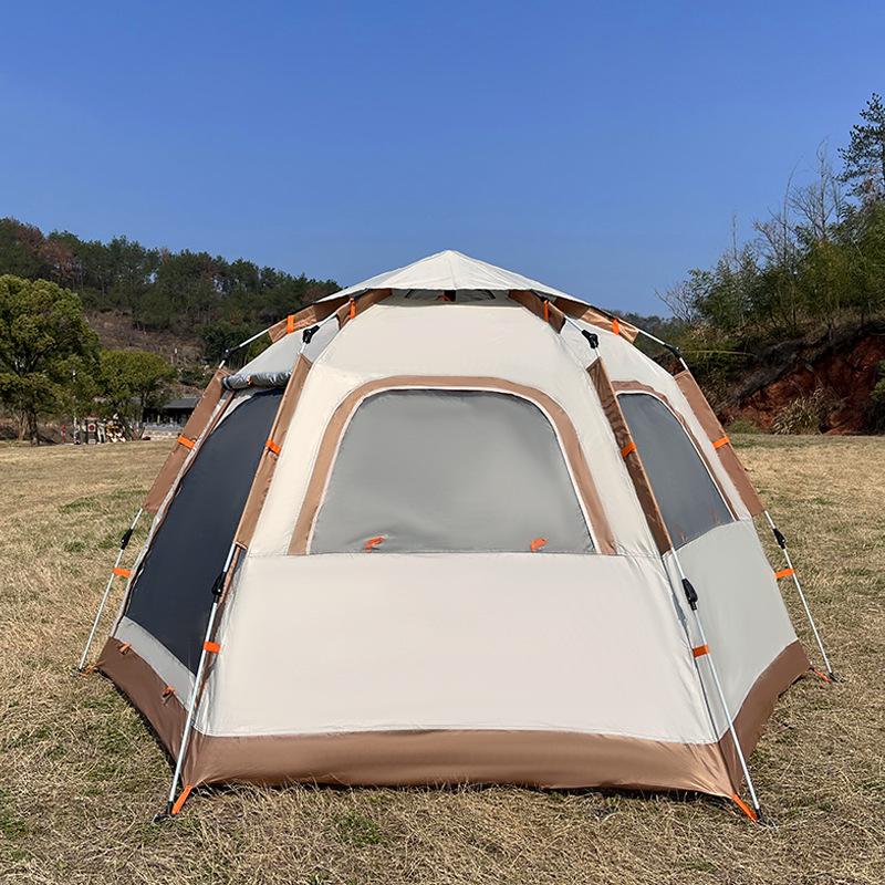 Portable Hexagonal Outdoor Tent - Quick Open, Folding, Ideal for Camping, Parks, and Family Leisure