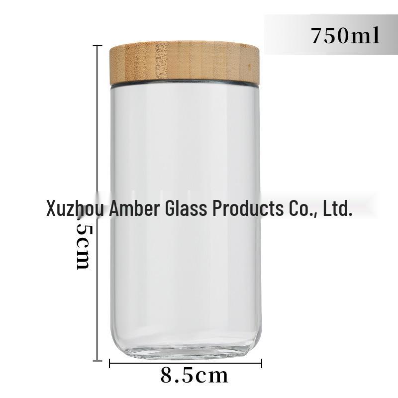 Large Glass Storage Jar with Bamboo Lid, Cereal & Yogurt Container, Sealed Oatmeal Cup