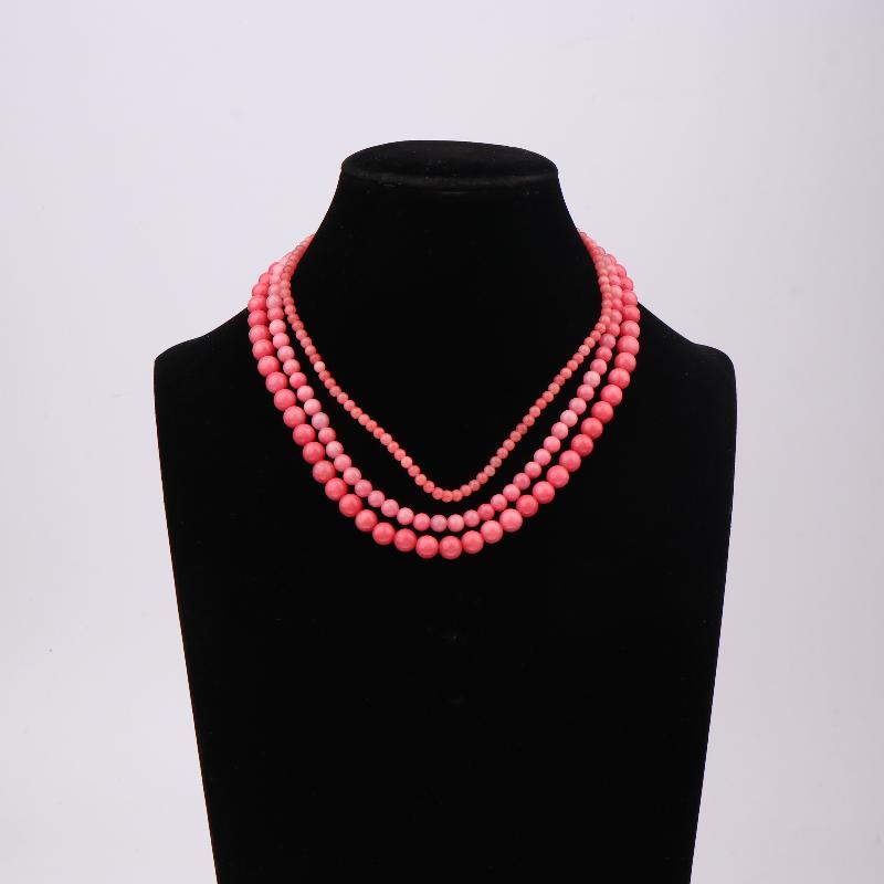 Exquisite 4 6 8Mm Beads Pink Blue Natural Stone Beaded Necklace For Women Simple Chokers Daily Party Jewelry Gift