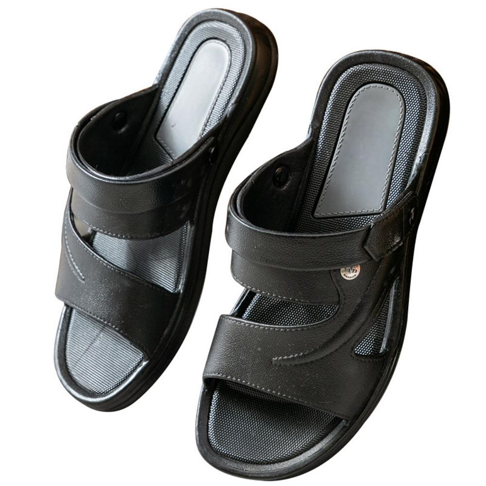 

Мужские летние уличные сандалии на платформе, домашние нескользящие пляжные тапочки двойного назначения с мягкой подошвой 41 чёрный