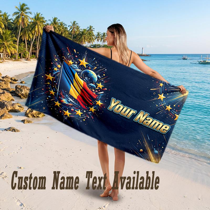 Poland Design Beach Towel Custom Text Large Towel for Beach Vacation
