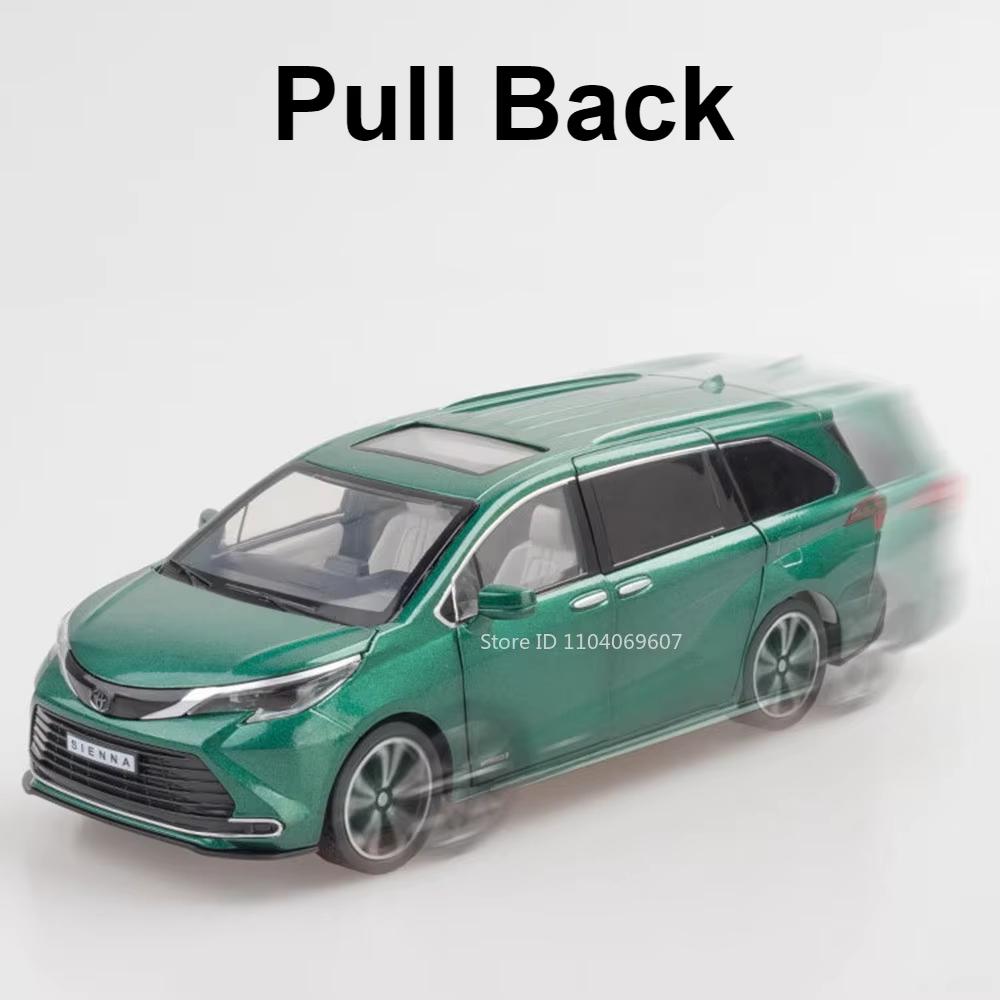 New 1:24 Scale SIENNA MPV Van Toy Car Model Die-cast Miniature Pull Back Sound and Light Car Door Can Be Opened Collectible Boy Children Gift