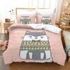 Cartoon Cat King Full Queen Duvet Cover Lovely Pet Kitty Bedding Set Animal Quilt Cover 2/3pcs Purple Polyester Comforter Cover