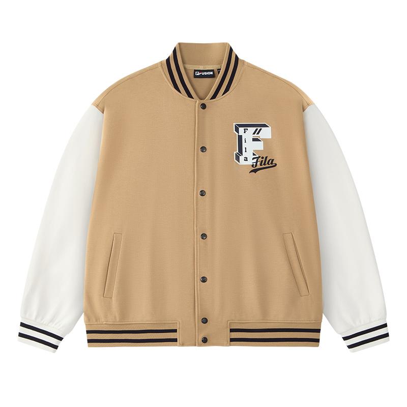 Fila Fusion Baseball Jackets Unisex Maple Leaf Brown Baseball Collar Moderate T11U432701FDK
