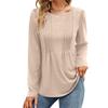 Spring and Autumn Striped Solid Color Round Neck Long Sleeve Casual T-shirt Fashion Women's Top