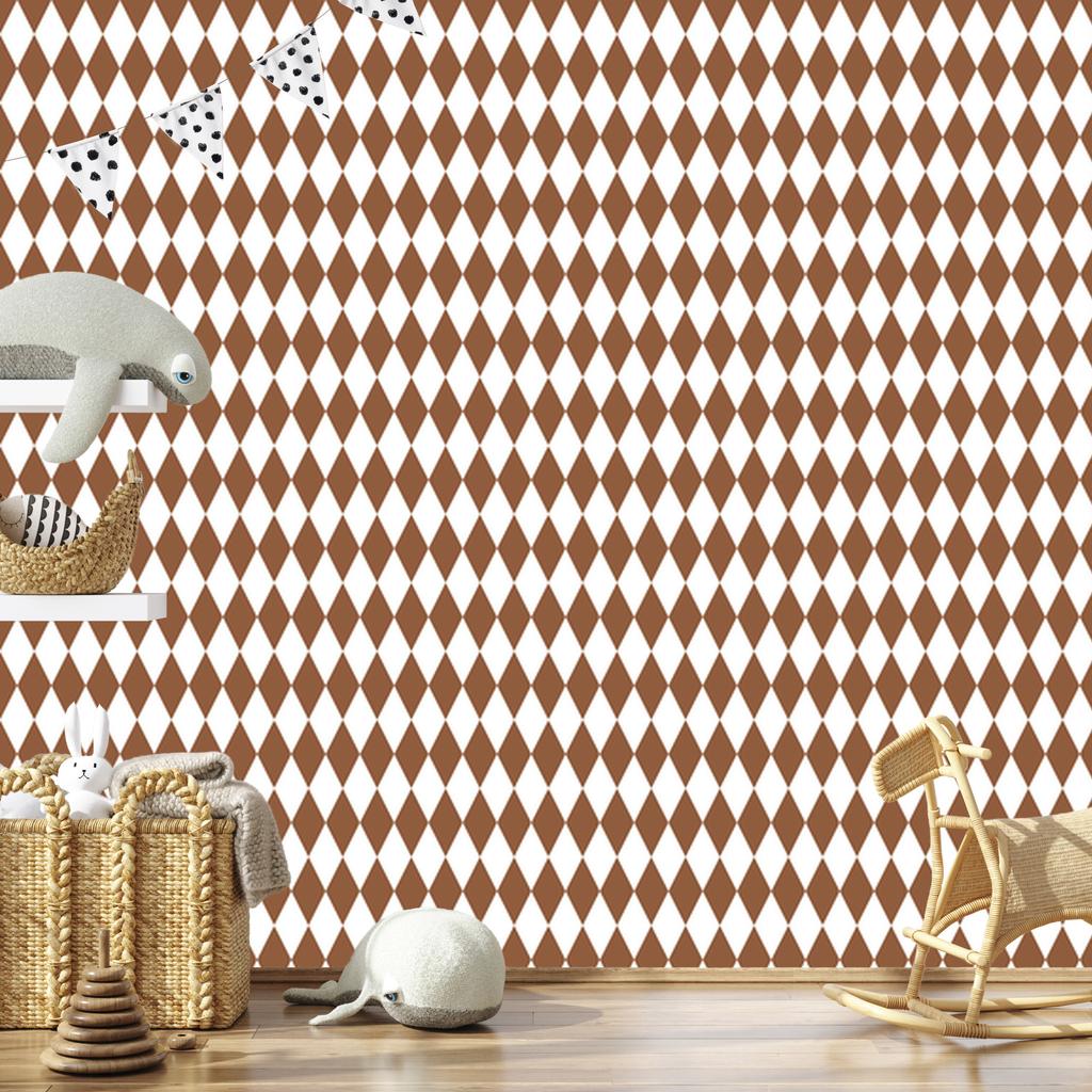 Harlequin Diamonds Wallpaper Orange and Light Gray 50x1000