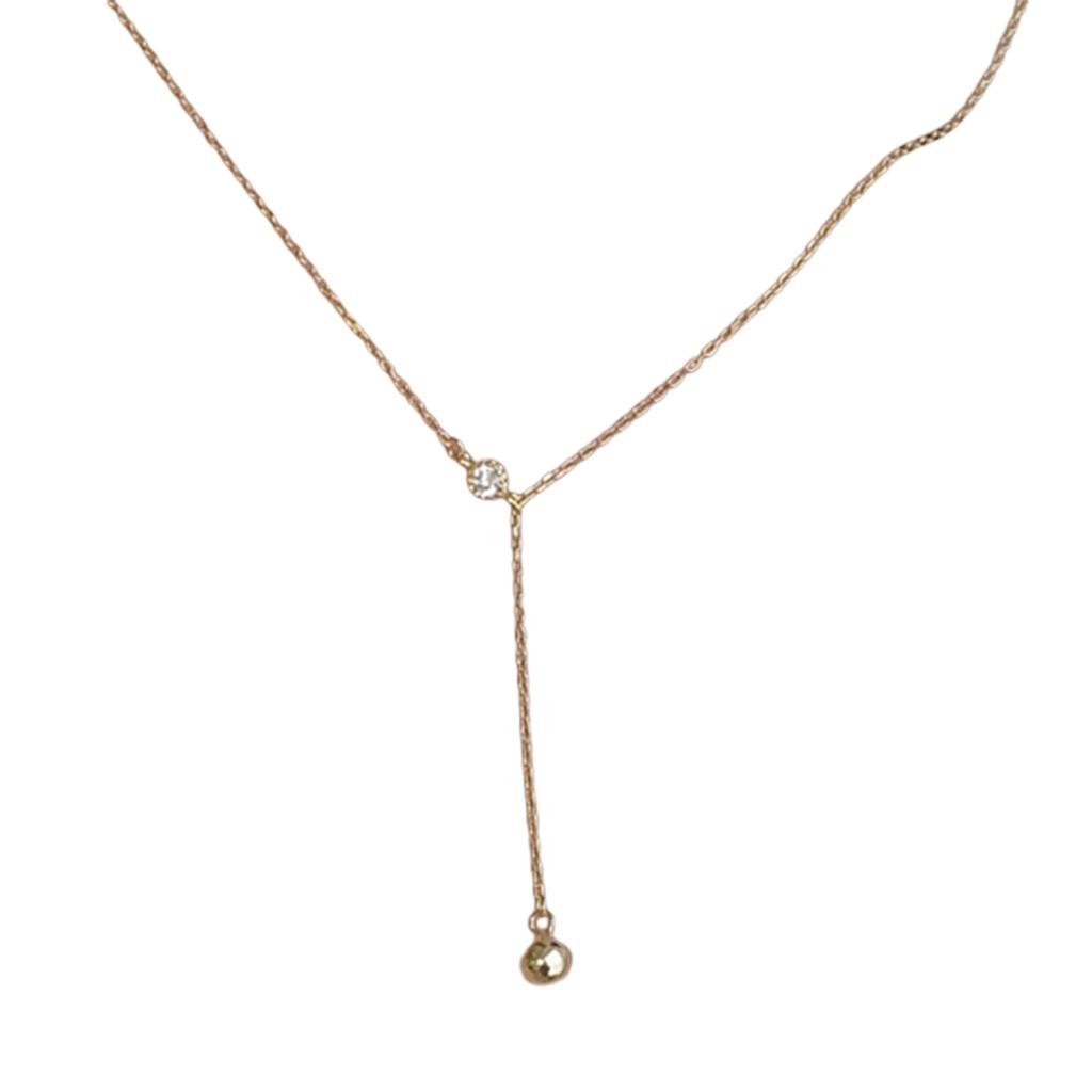 Simple personality ins wind bead pendant collarbone chain S925 pull-out vertical zirconium necklace women