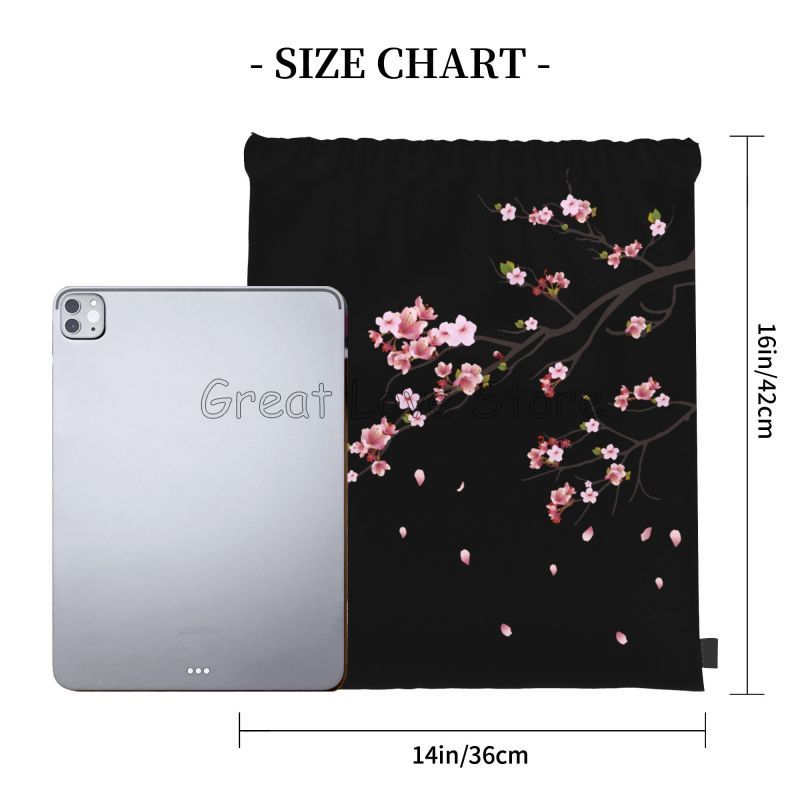 Japanese Sakura Cherry Blossoms Drawstring Backpack Women Lightweight Foldable Sport Gym Sackpack Portable Sacks for Training