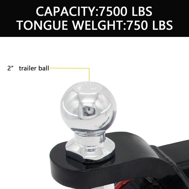 Heavy Duty 2-in-1 Trailer Hitch Ball Mount with Tow Shackle and Pin for Trucks, SUVs, Cars