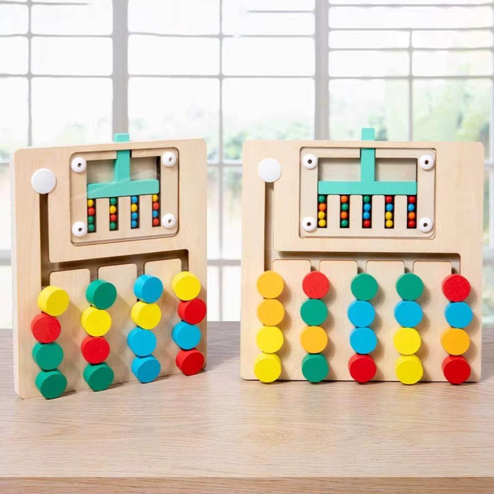 Wooden Montessori Sliding Puzzle Board Color Sorting Wooden Rolling Toy  Children Kids