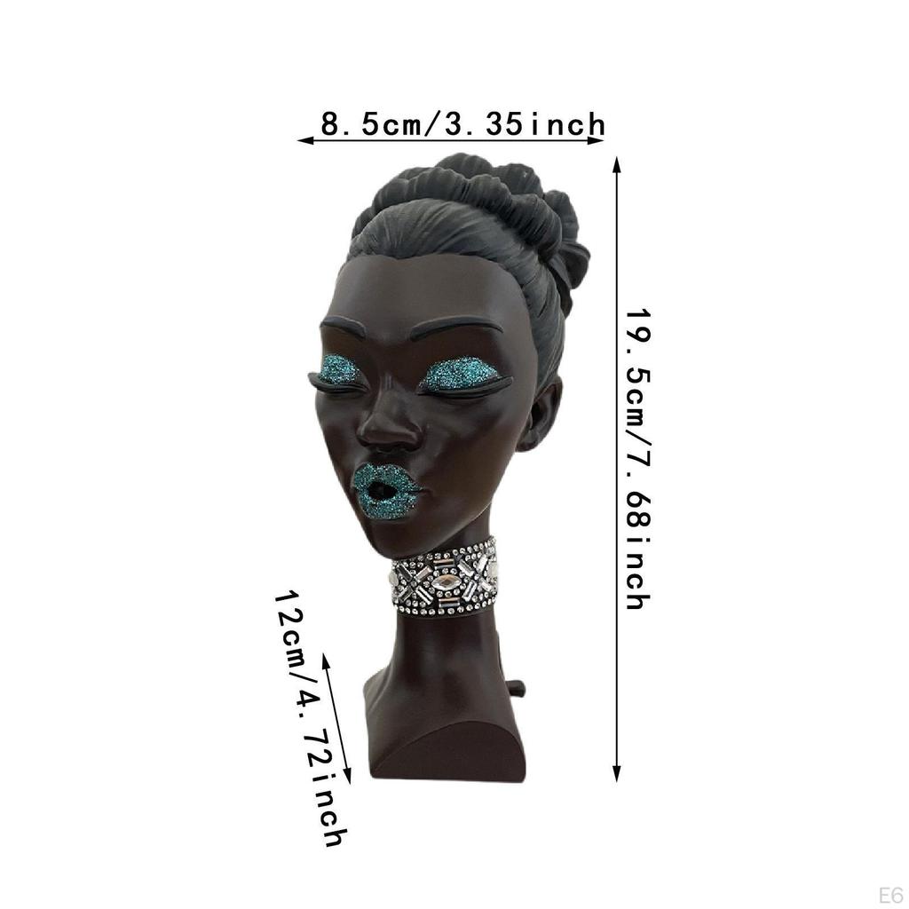 Incense Holder Art Crafts Black Woman Statue for Cabinet Bedroom Living Room Green