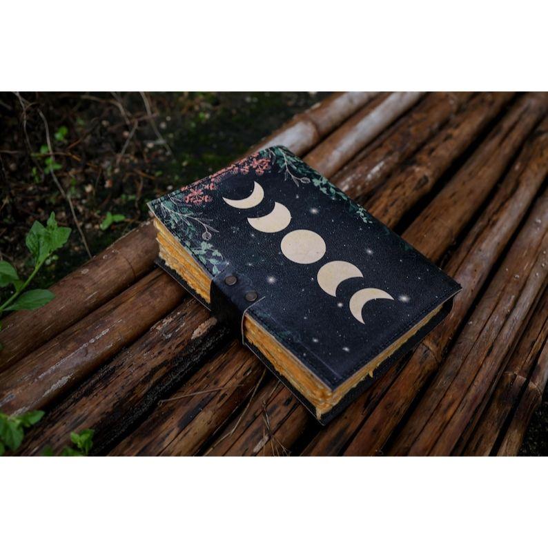 Sun and Moon Handmade Deckle Paper Journal for Men and Women Spell notebook for traveling sketchbook poetry book. NEW