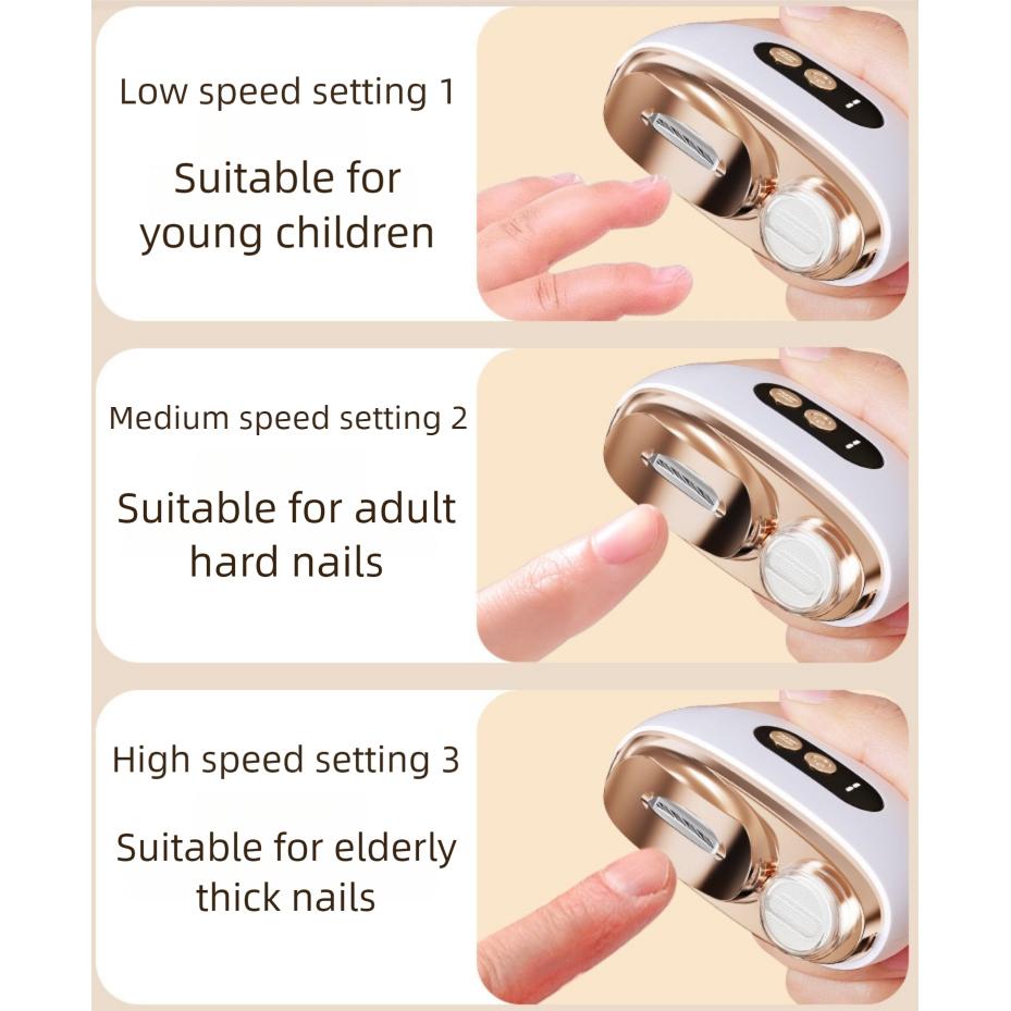 3 In 1 Electric Nail Trimmer Automatic Polished Baby Nails Scissors Clipper Manicure Cutter Supplies With LED Lighting