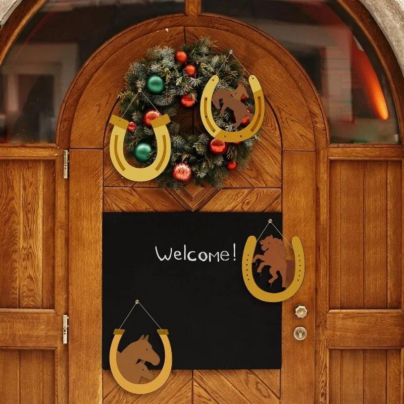 24pcs/lot Wooden Horseshoes Cutout for Crafts DIY Unfinished Wood Horseshoes Christmas Cowboy Decor Western Party Decor Crafts