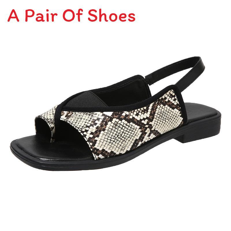 Leopard Print Flat Sandals For Women Summer Fashion With Elastic Strap For Casual Wear