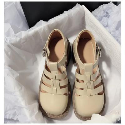 Hot Selling 2025 Nieuwe Baotou Sandalen Dames Platform Romeinse Sandalen Retro Hoge Hakken met A-lijn Knoop Uitgeholde Damesschoenen
