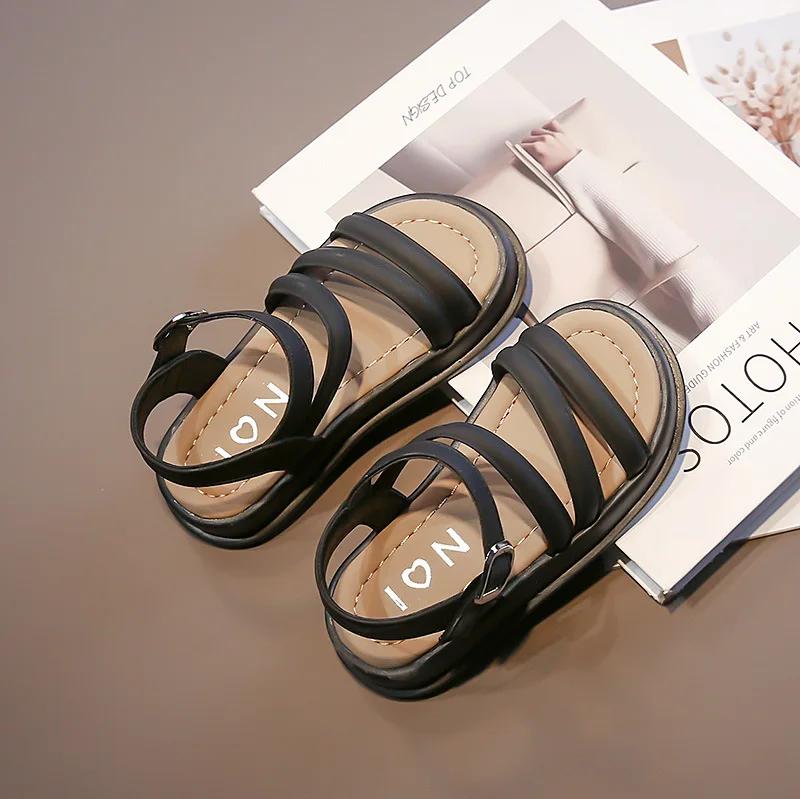 

Сандалии для мальчиков в римском стиле 2024 года, новая детская модная пляжная обувь, сандалии для маленьких девочек для летнего отпуска, износостойкие, грязезащитные 27 чёрный