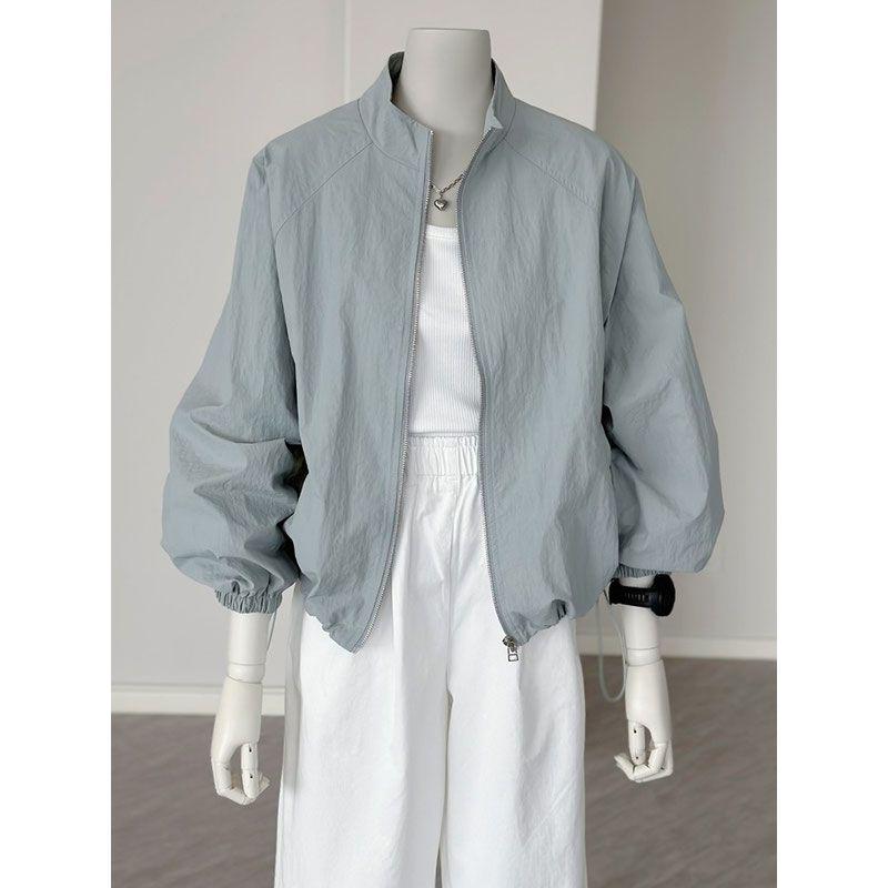 Women's Fashion Stand-Up Collar Lightweight Sunscreen Jacket - Casual Summer Windbreaker