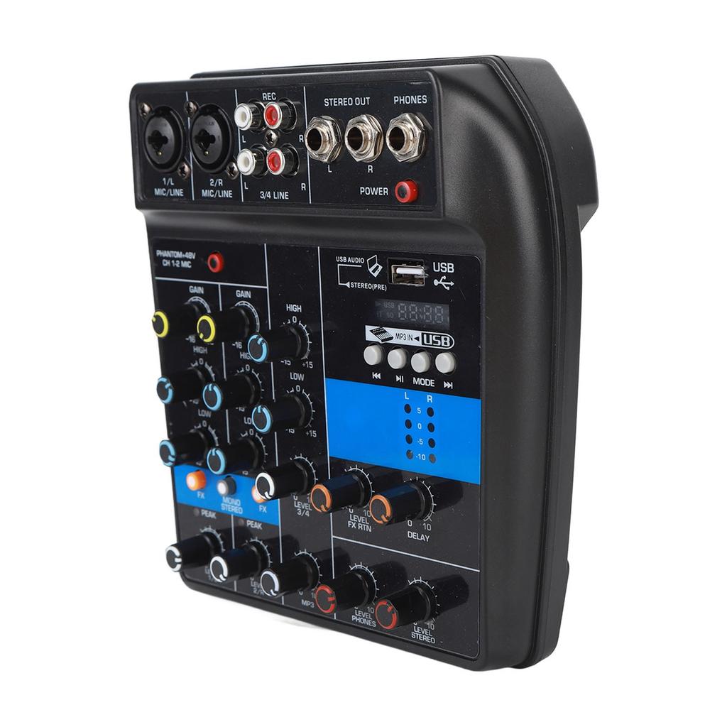 Audio Mixer USB 4 Channel Stereo Line Mixer Professional Stage Equipment 100‑240V UK Plug