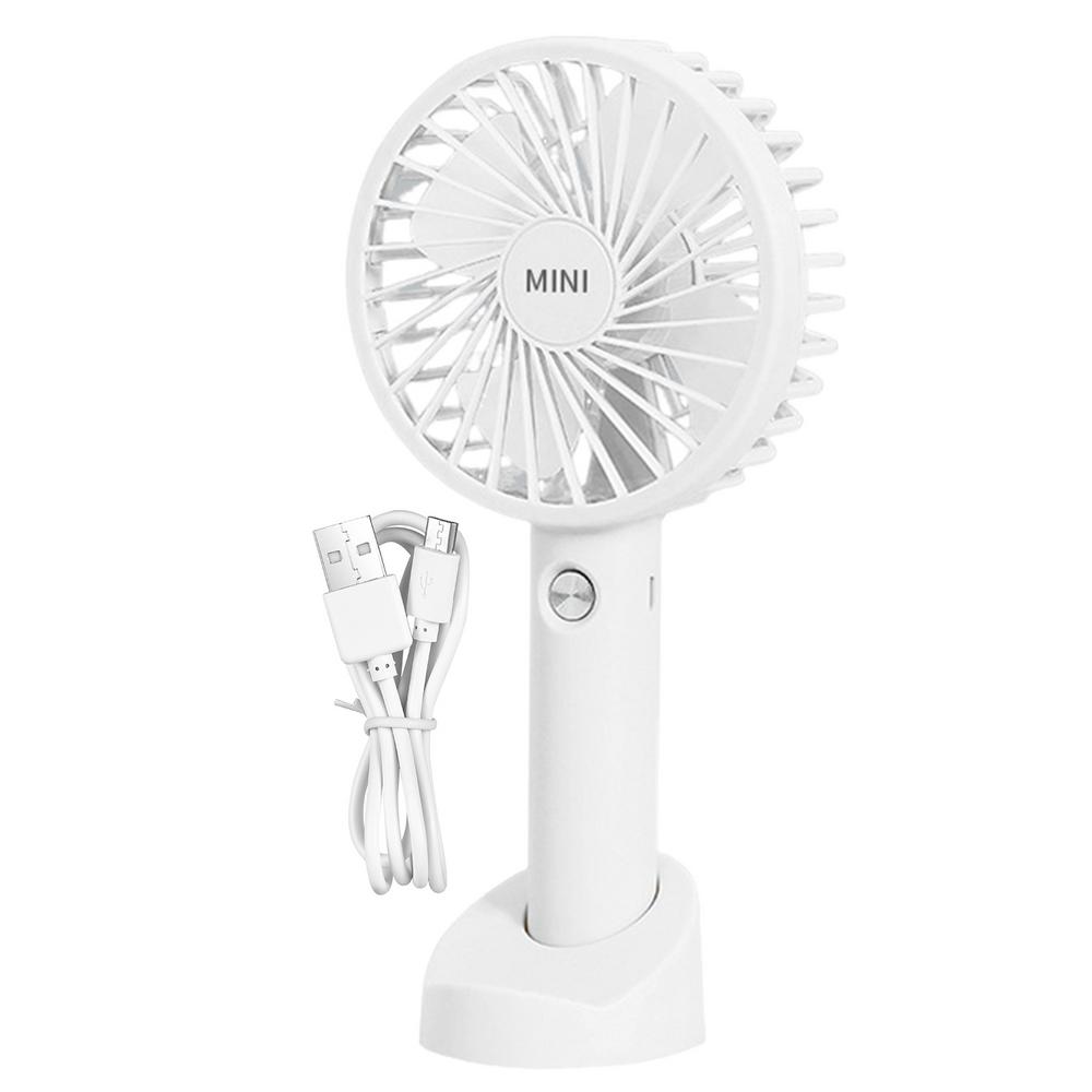 Portable Rechargeable Mini Fan Handheld Fans With Base Summer Outdoor 3 Speed Adjustable Cooling Fan With Phone Holder белый