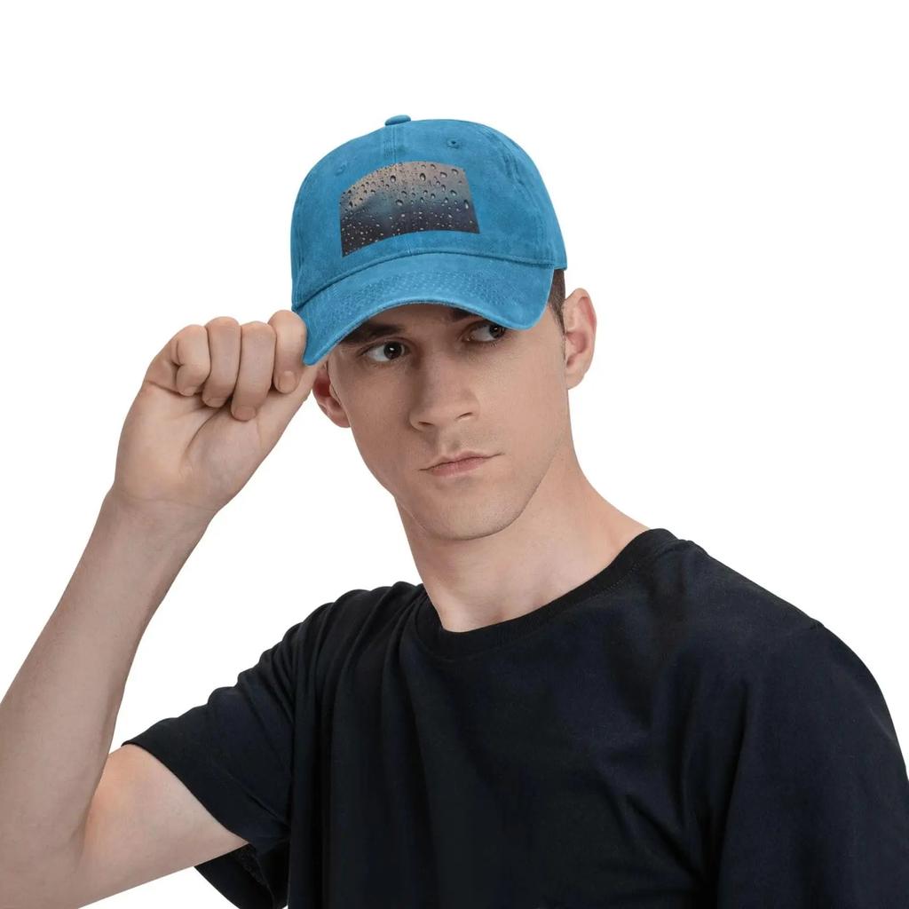 Regndroppar på glas Baseballkeps för män kvinnor Tvättad bomull Denim Pappa-keps Justerbar baseballkeps