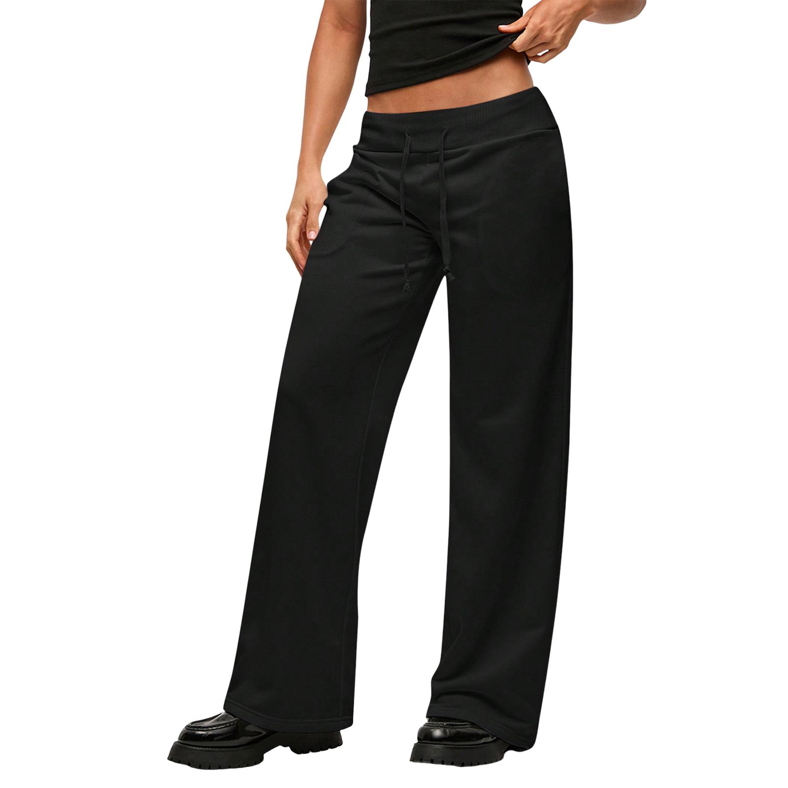 

Women s Loose Straight Leg Pants, High-waisted, Drawstring, Wide-leg, Slimming, Suitable For Yoga And Exercise. S чёрный