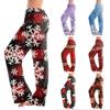 Women's Christmas Print Casual Pants with No Pockets for Holiday Wear