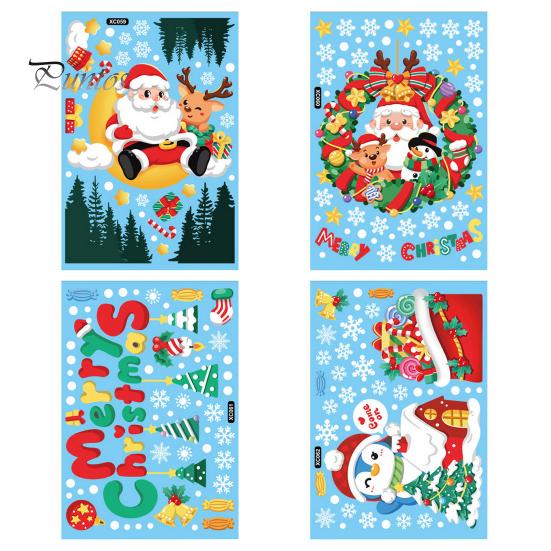 Festligt julfönster klamrar sig fast i rikt Xmas Element Skapa atmosfär Söt vintersemester fönsterdekaler