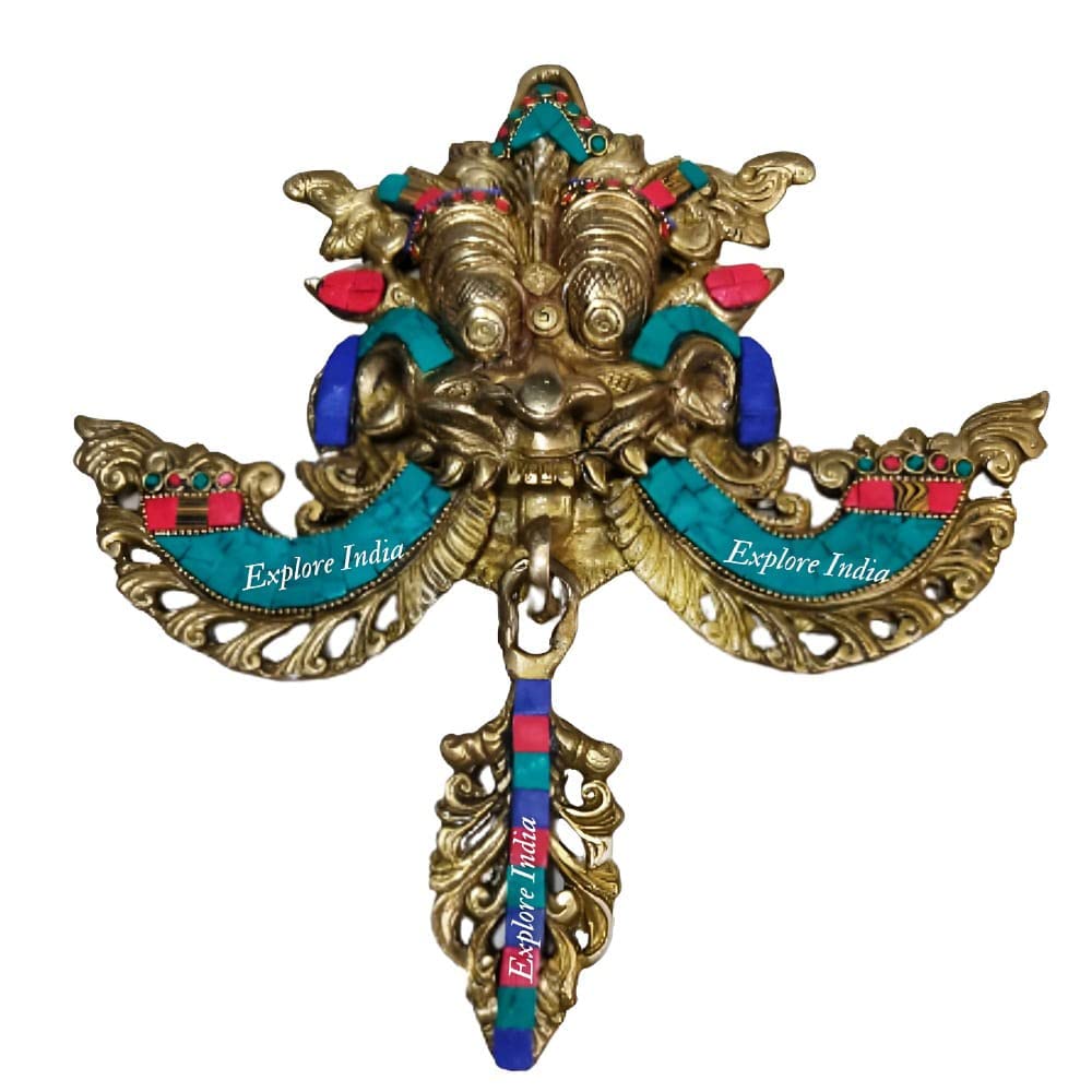 

Pure Brass Nazar Battu Idol, Multicolor Stone Work Drishti Kavach, Home Idol