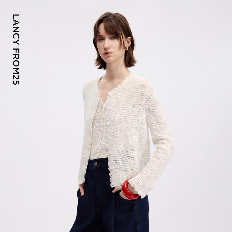 Langzi Round Neck French Lace Knit Cardigan