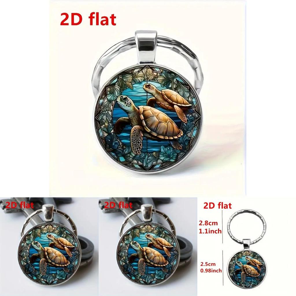 Modern Minimalist Glass Keychain With Double Turtle Design For Gift Giving And Party Decor