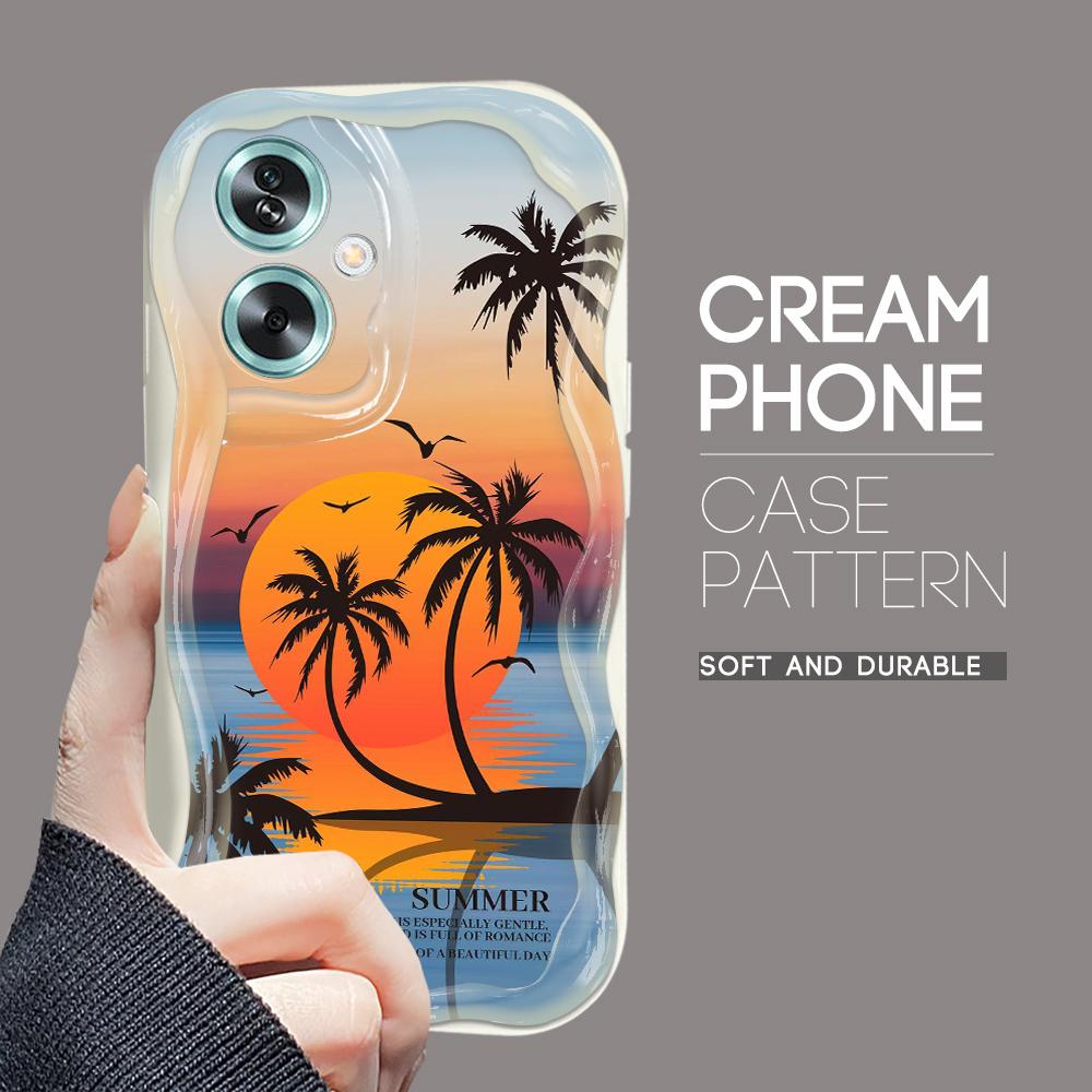 Cute Cartoon Pattern Cream Texture Casing Wavy Edge Soft Silicone Cover Phone Case for OPPO Reno Realme