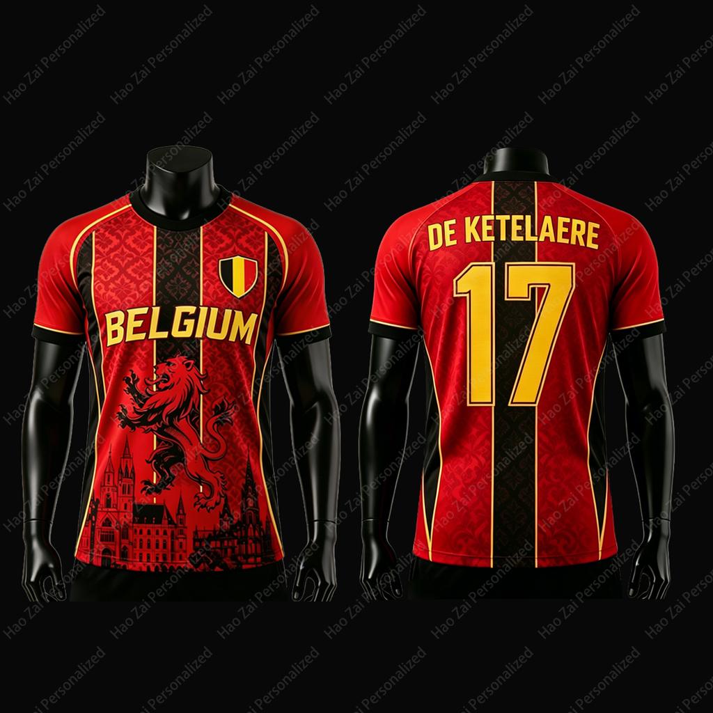 2026 Belgium National Team Fan Jerseys/T-Shirts—De Bruyne #7 Trossard #10 Lukaku #9: Kids' Adult and Unisex Sports & Casual Tops