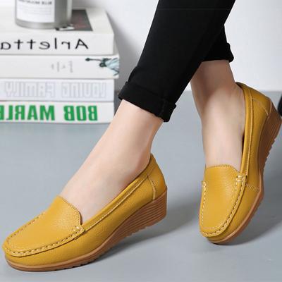 Moda Zapatos de Mujer 2024 Nuevos Zapatos Planos de Cuero Slip On Mocasines de Mujer con Tacones de Cuña Planos Casuales Zapatos Mujeres Mocasines Femeninos