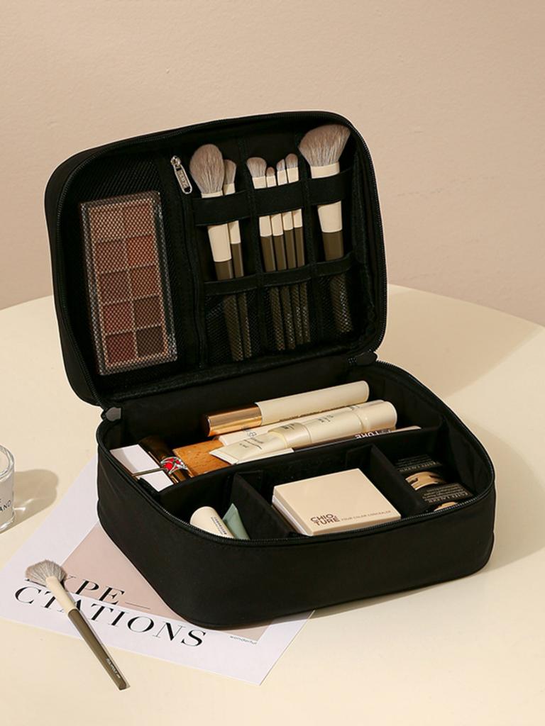 1pcs Toilet and Beauty Tool Storage Bag with Partition, Portable Oxford Cloth, Fashionable Outdoor Portable Makeup Bag