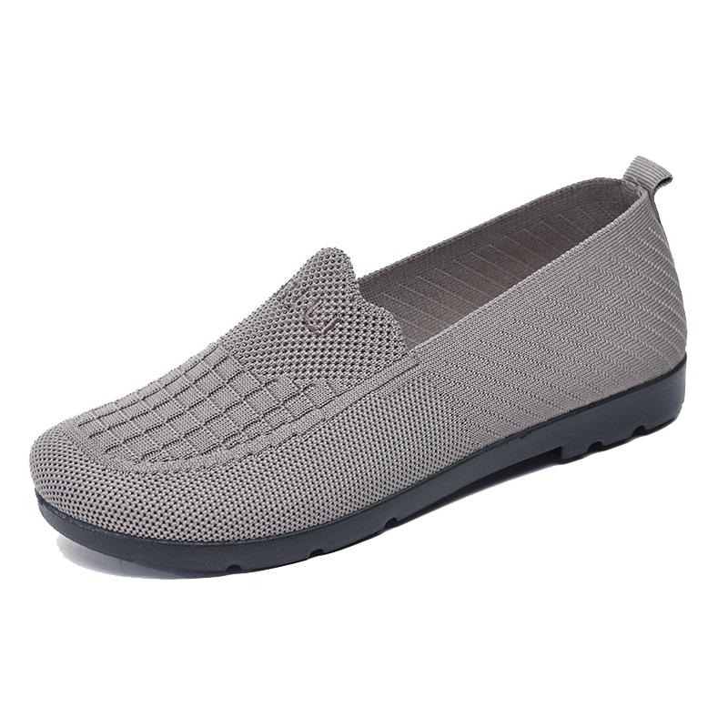 Plaid Flats Shoes for Women Summer New Genuine Mesh Breathable Middle-Aged and Elderly Casual Non-Tiring Non-Slip Soft-Soled Mother's Shoes