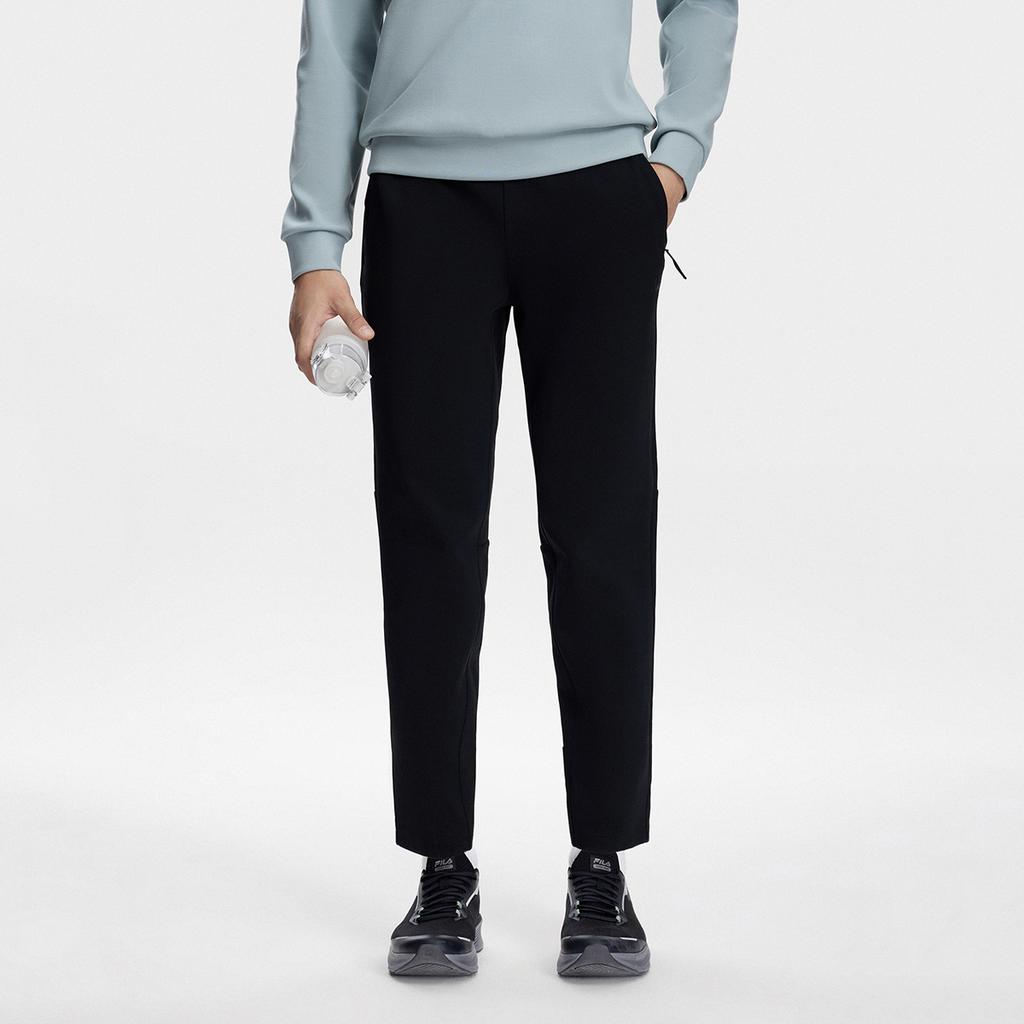 FILA Solid Color Straight Leg Knitted Sports Pants Men bottoms Deep-Black A11M341613R-BK