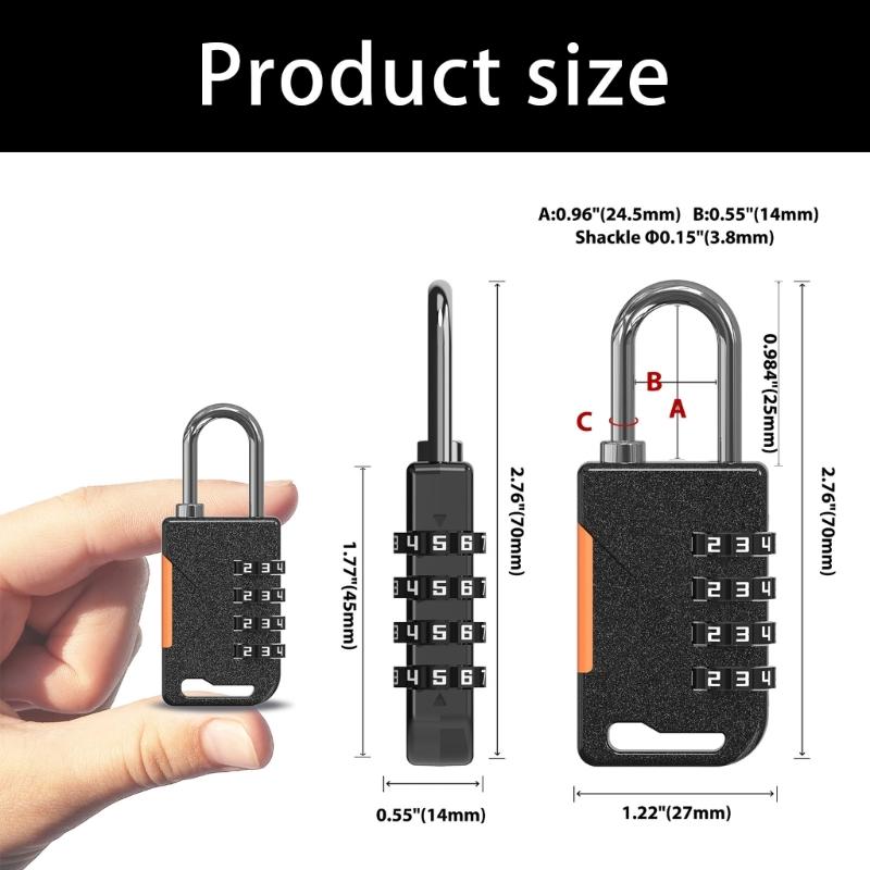 Antitheft Padlock 4 Digit Travel Combination Lock Lockers Password Lock Outdoor Gym Code Lock for Lockers Storage Box