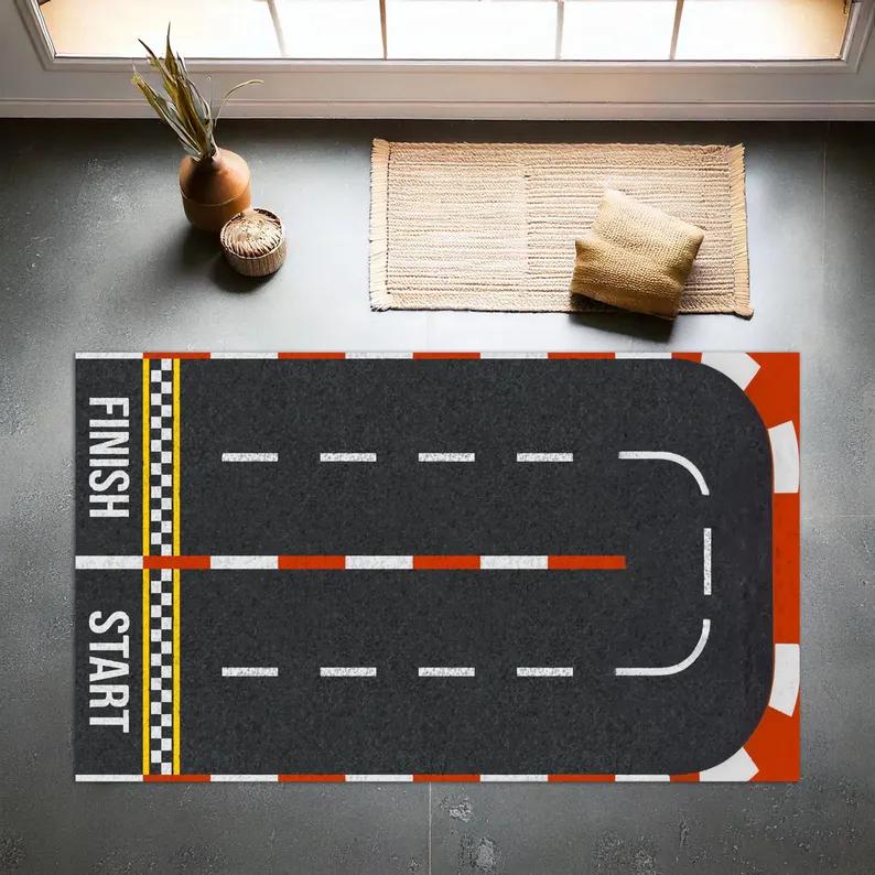 Tennis Court Carpet Racing Track Football Field Pattern Floor Mat Children's Game Rug Children's Climbing Mat Home Decoration