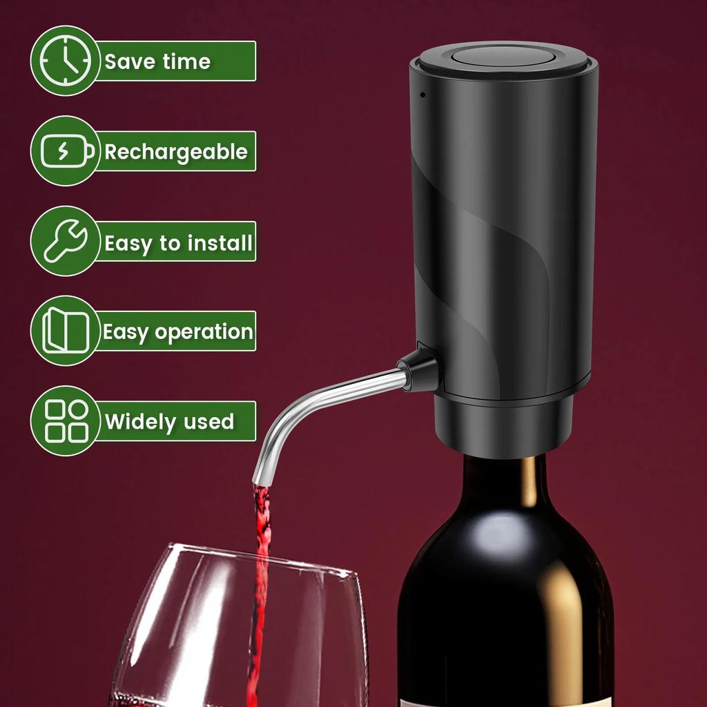 Electric Wine Aerator USB Rechargeable Wine Decanter Dispenser Automatic Wine Aerator Pourer One Touch Wine Decanter Aerator