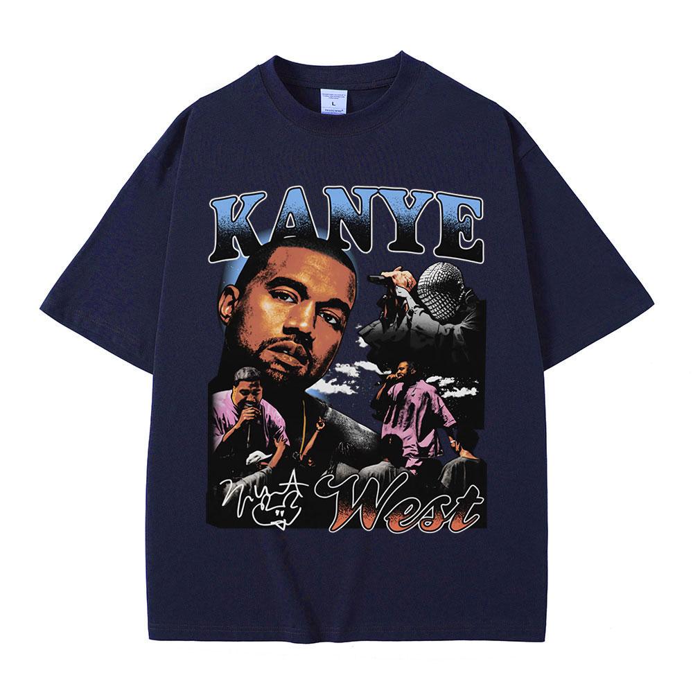 Rapper Kanye West Graphic Print T Shirt Unisexs Fashion Retro Short Sleeve Tshirt Casual 100 Cotton Tshirts Hip Hop Streetwear