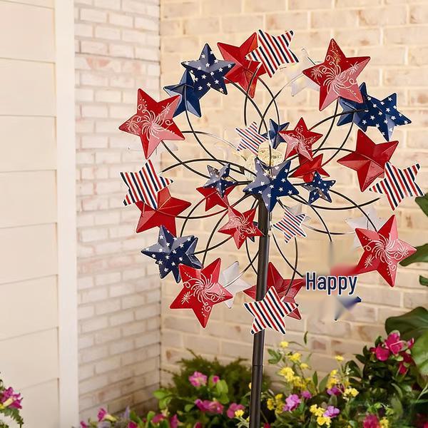 

Outdoor Portable Solar Wind Spinner Stake with Decorative Windmill