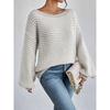 Women S Loose Fit One Shoulder Neck Striped Long Sleeve Pullover Knit Sweater