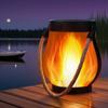 1-2 Set Solar Flame Flickering Camping Light with Rope Handle Garden Decoration Outdoor Lawn Path Yard Patio Hanging Lamp
